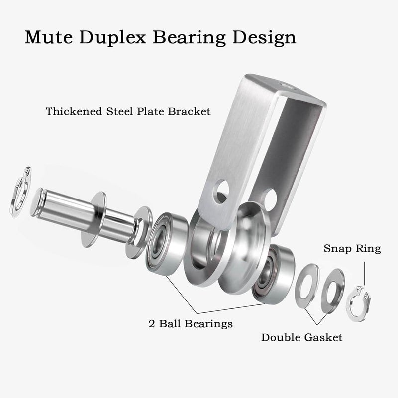 KCNOFNC Cable Pulley Wheel for Rope with Ball Bearing, Smooth No Noise, Wall Mounted Ceiling Fixed Wire Pulley for Pulley System Lifting, DIY Home Gym, Winch, 2 Pack - Image 3